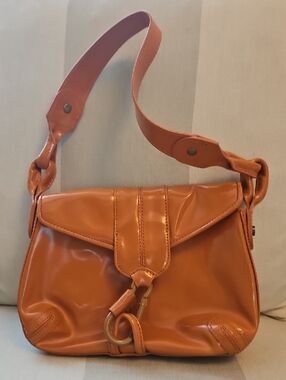 Donald J. Pliner Smooth Leather Shoulder Bag in Cognac Orange